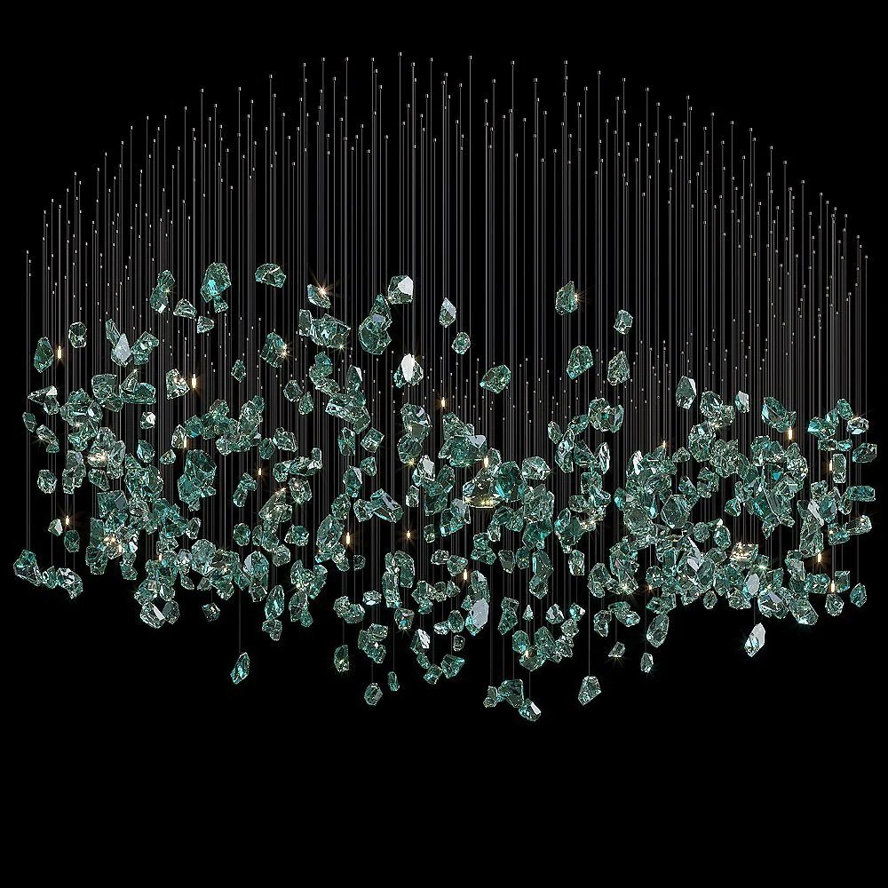 Glass art form lighting chandeliers Villa stairs decorated with crystal custom modern Club Bar Hotel Lobby blue LED lights