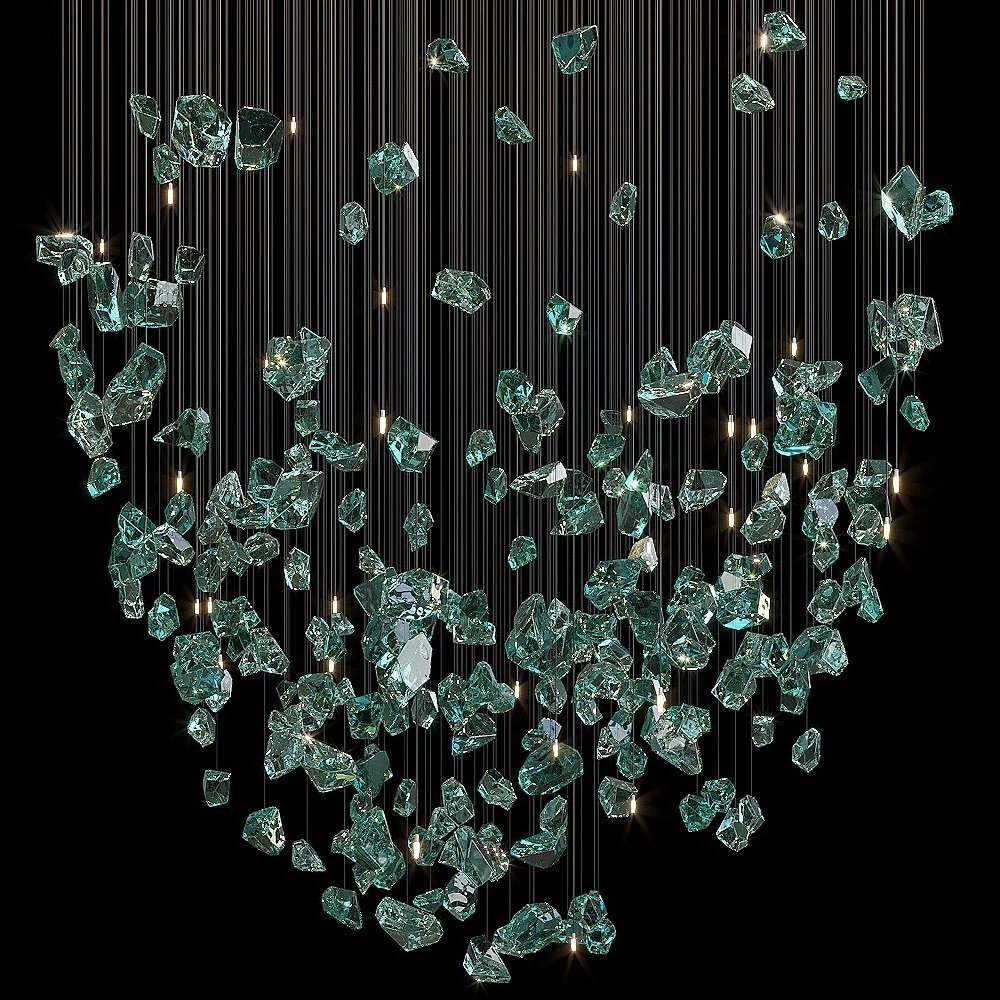 Glass art form lighting chandeliers Villa stairs decorated with crystal custom modern Club Bar Hotel Lobby blue LED lights