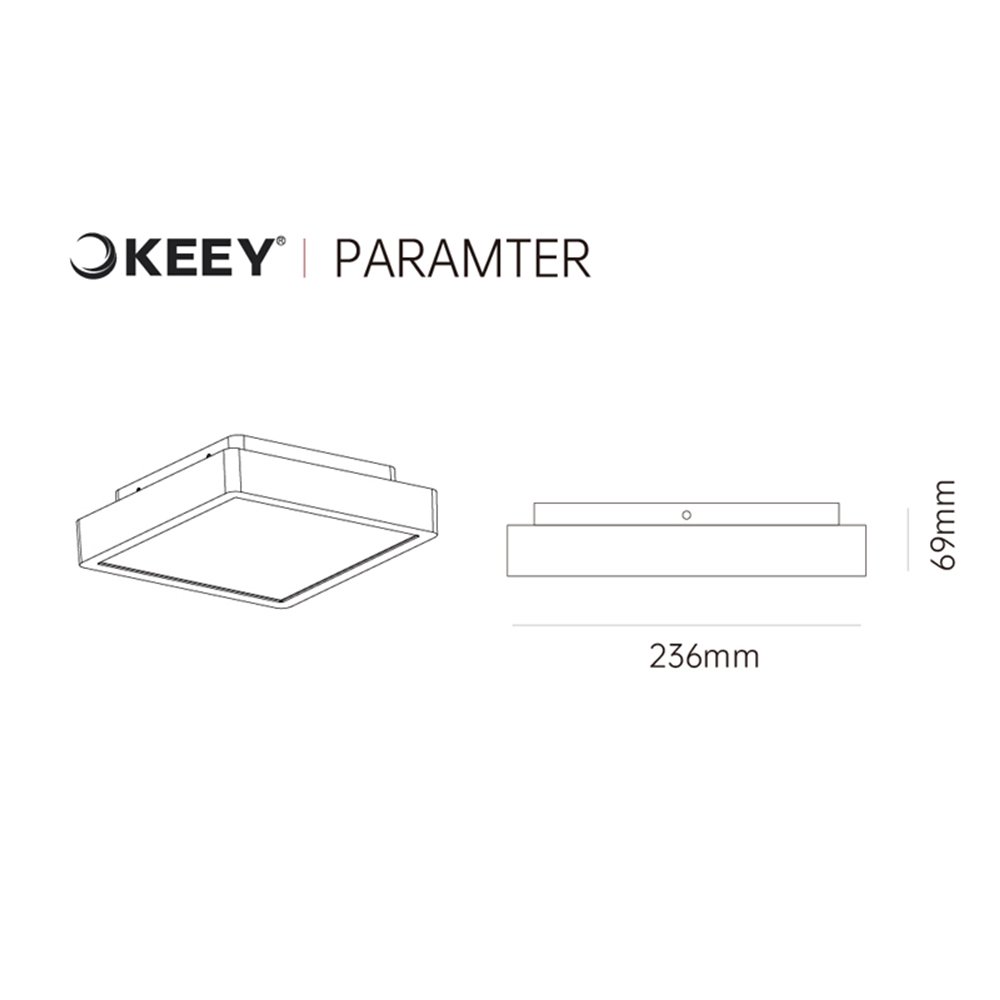 Outdoor 15w square surface mounted ceiling lamp black natural light led ceiling light