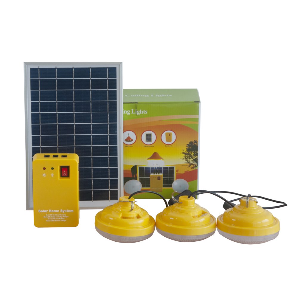 Solar Energy LED Lamp with 3 UFO Shape Bulbs Ceiling Type Waterproof 6W Solar Panel USB Mini Solar Home Lighting System Kit
