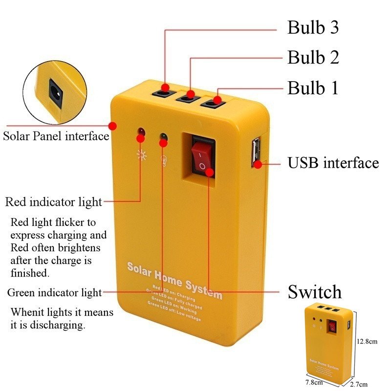Solar Energy LED Lamp with 3 UFO Shape Bulbs Ceiling Type Waterproof 6W Solar Panel USB Mini Solar Home Lighting System Kit