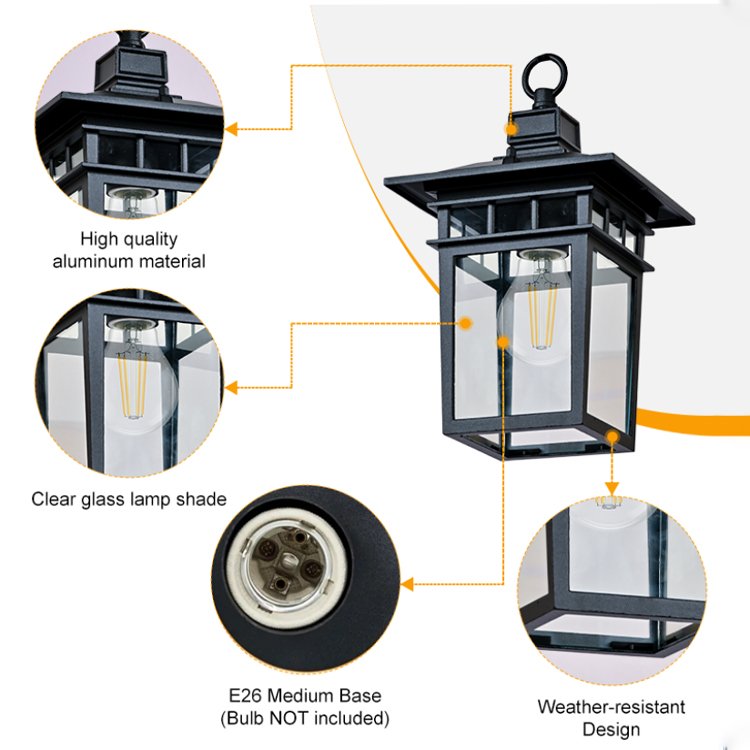 European Style Courtyard Lamp Garden Landscape Lamp With High-End Aluminum Hanging Outdoor Pendant Light