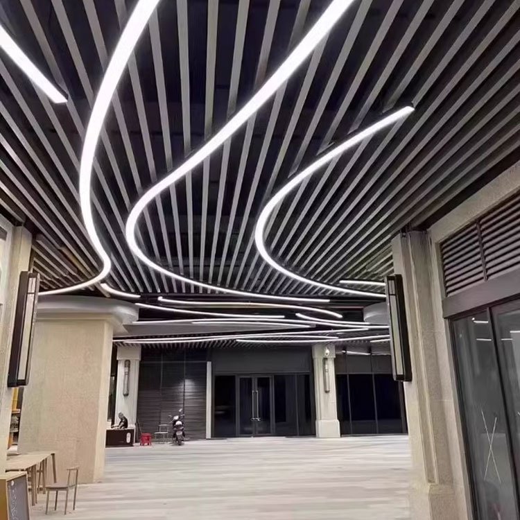 Modern Linear hanging light chandelier kitchen counter lighting commercial rectangular pendant lights for office Supermarkets