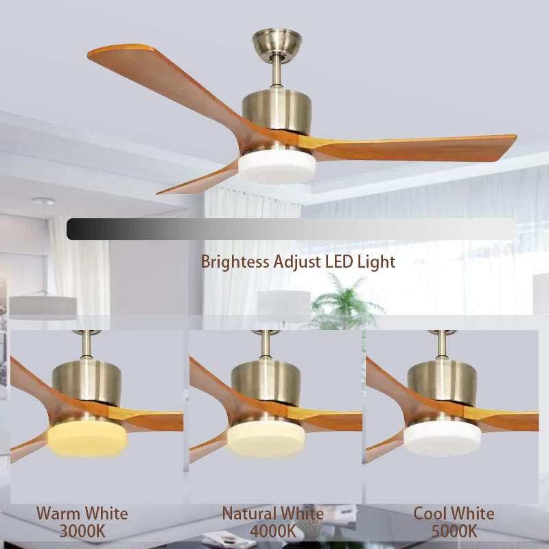 6 Speeds 3 Solid Wood Ceiling Fan With Led Lights Reversible Dc Motor Remote Ceiling Fan Lights