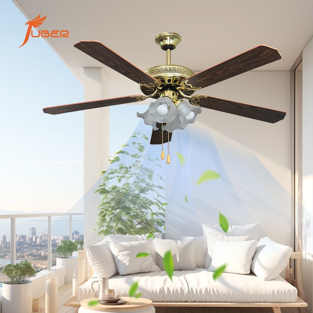 Modern 52 inch decorative 5 blades led air cooling ceil fan with light luxury ceiling fan led ceiling fan