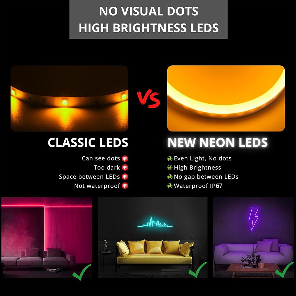 LED Neon Strip RGBW Waterproof Outdoor Neon Rope 2835 Ribbon Tape Smart Flexible Led Strip Light