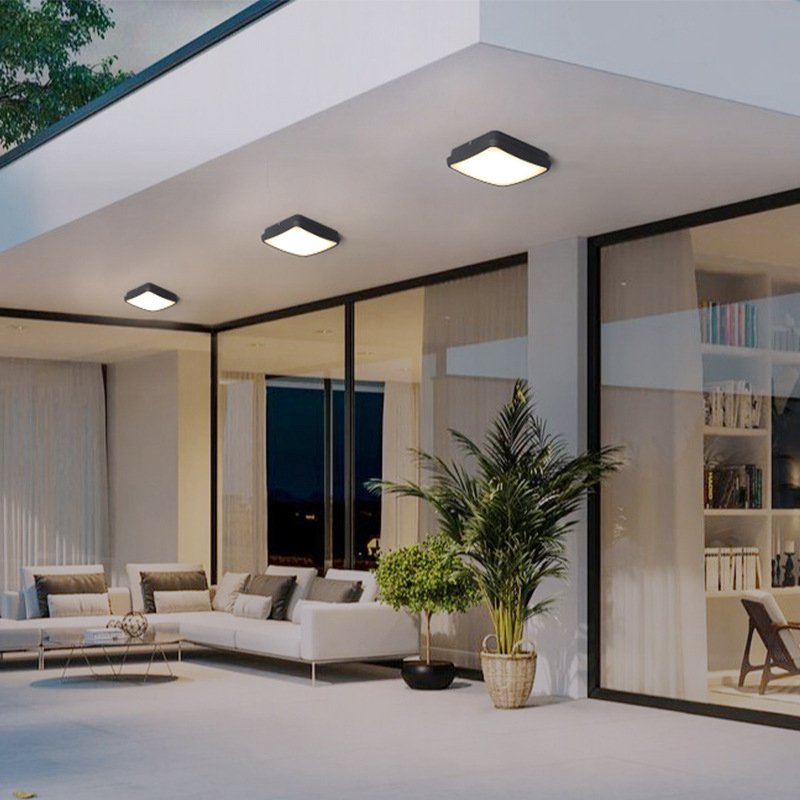 IP65 Waterproof Round Square Outdoor LED Ceiling Light for Balcony Corridor Courtyard Villa Garden
