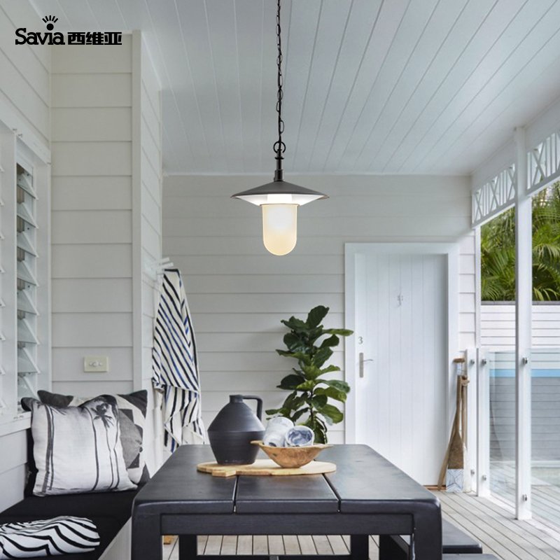 Savia Modern Outdoor Suspension Pendant Light Aluminum E27 40w Waterproof Ceiling Chandelier Hanging Lamp For Balcony Corridor
