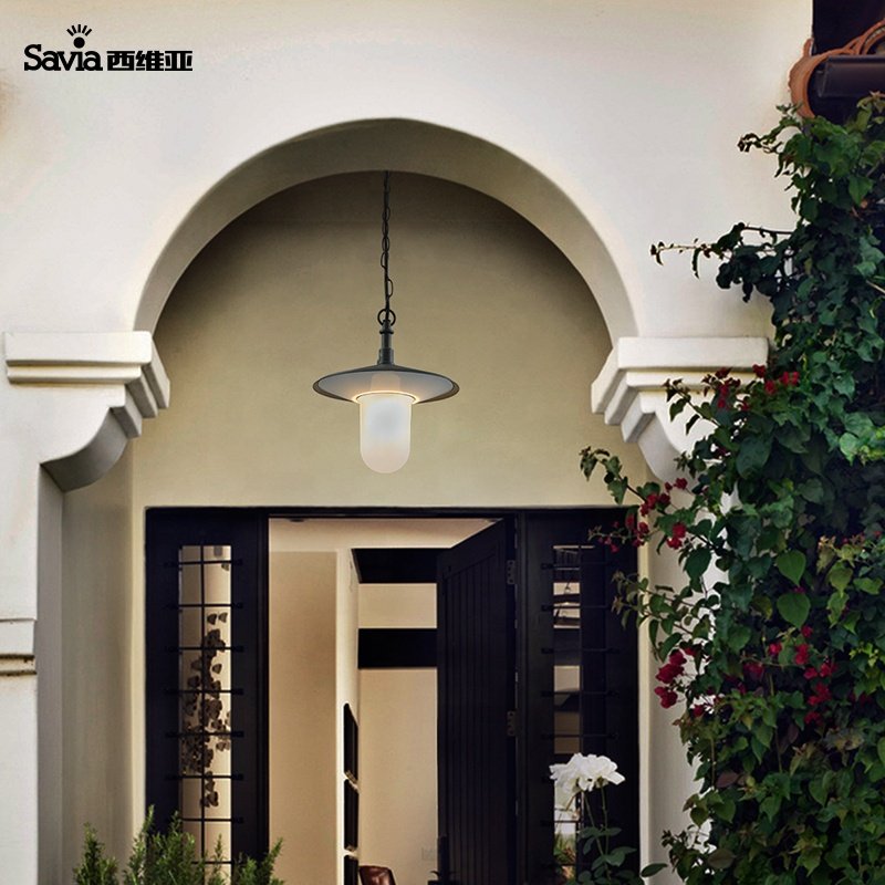 Savia Modern Outdoor Suspension Pendant Light Aluminum E27 40w Waterproof Ceiling Chandelier Hanging Lamp For Balcony Corridor