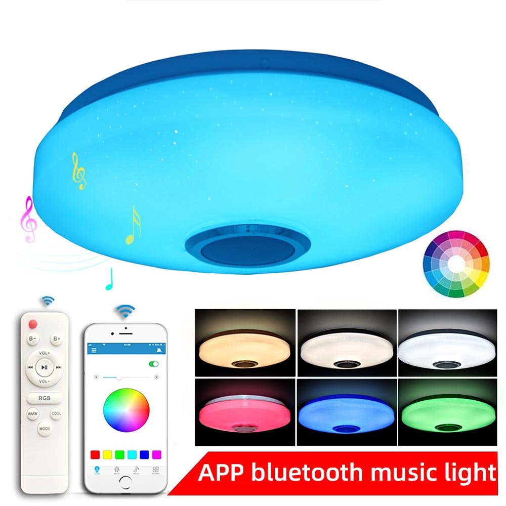 Smart Music Ceiling Lamp, 36W RGB Colorful Remote Control APP Indoor and Outdoor LED Ceiling Lamp