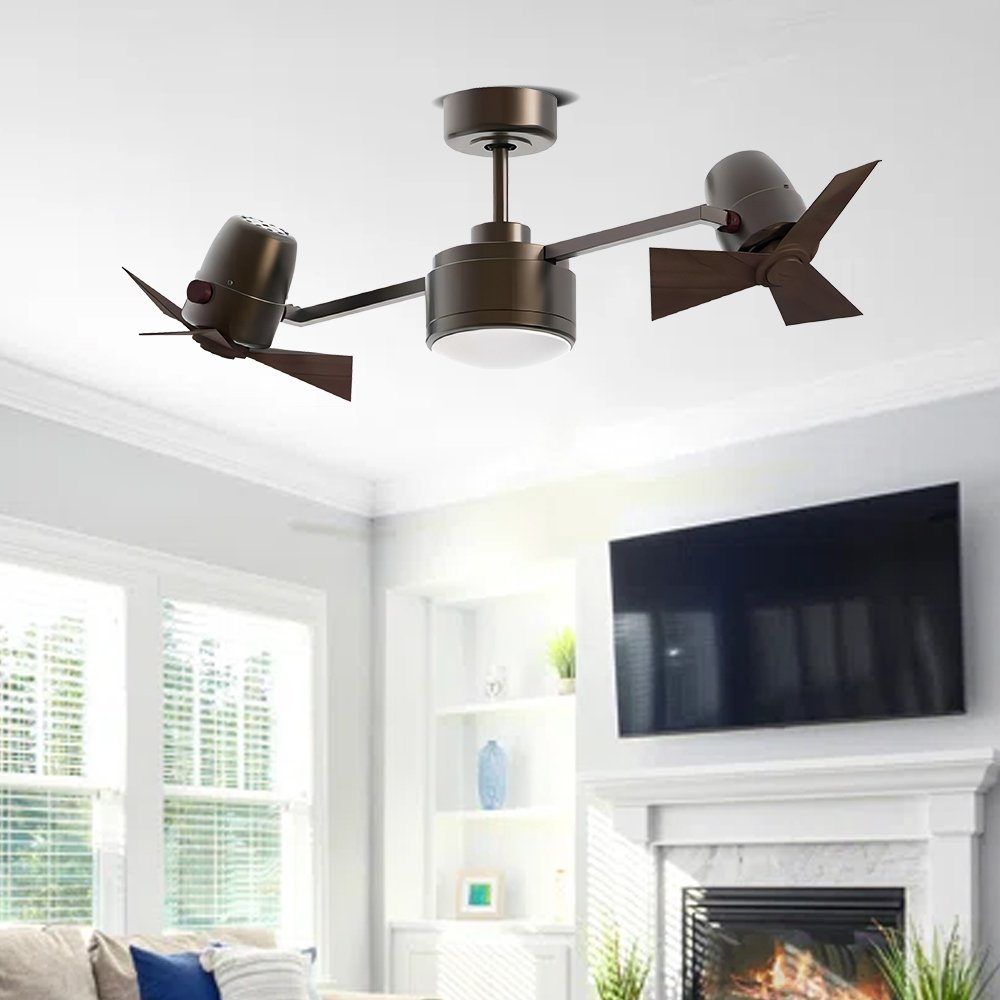 New Design Bronze 2 Blades Ac Motor 45 Inch Remote Control Nordic Outdoor Ceiling Fan With Light