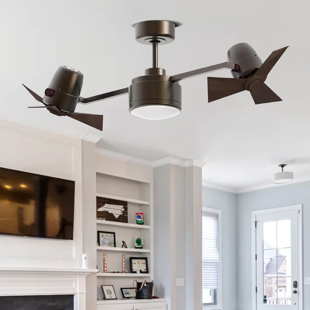 New Design Bronze 2 Blades Ac Motor 45 Inch Remote Control Nordic Outdoor Ceiling Fan With Light