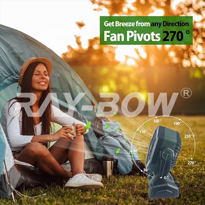 8 Speeds Battery Operated 20000mAh Remote Control Camp Ceiling Outdoor Fan Portable Desktop USB Rechargeable Outdoor Camping Fan