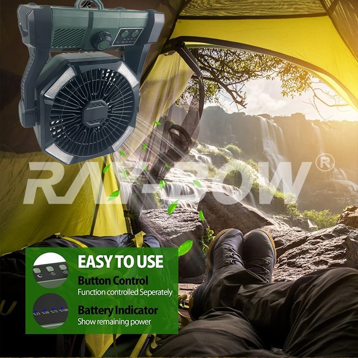 8 Speeds Battery Operated 20000mAh Remote Control Camp Ceiling Outdoor Fan Portable Desktop USB Rechargeable Outdoor Camping Fan