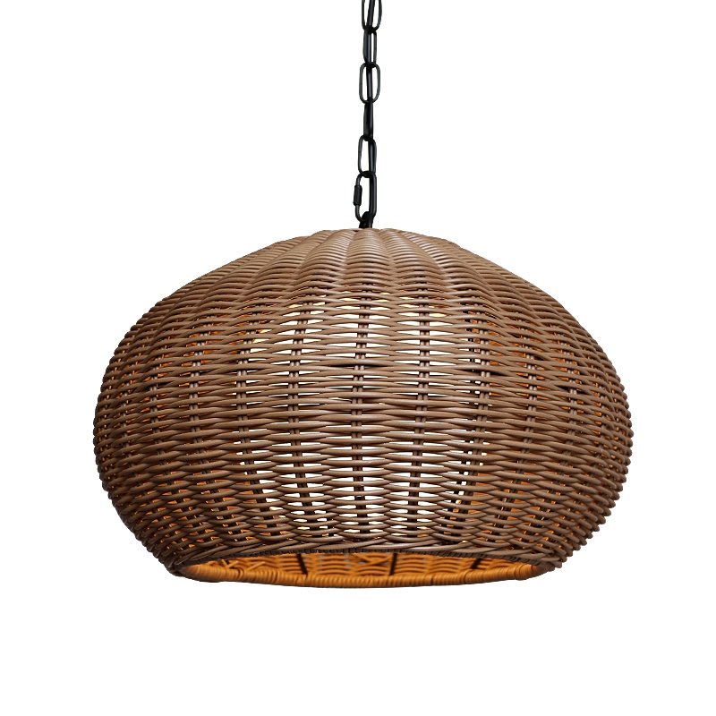 Plastic Rattan Pendant Lamp Shade Fixture E27 with Adjustable Cord Industrial Vintage Hanging Lamp Garden Farmhouse Light