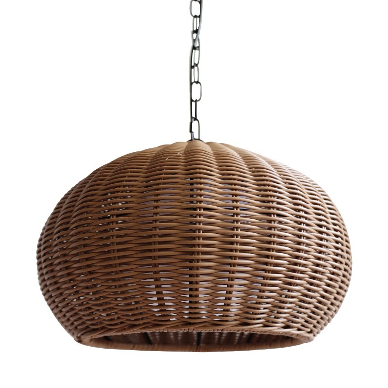 Plastic Rattan Pendant Lamp Shade Fixture E27 with Adjustable Cord Industrial Vintage Hanging Lamp Garden Farmhouse Light