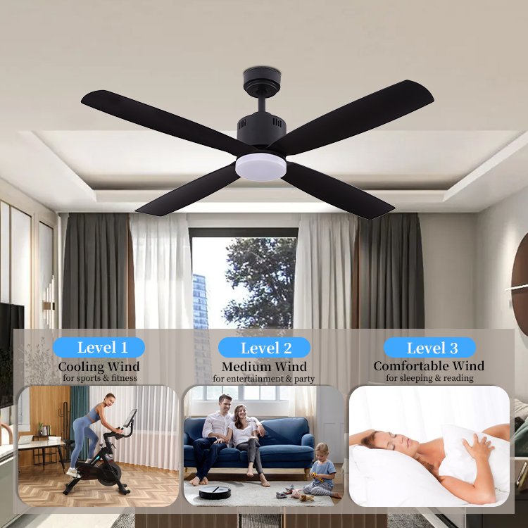 Popular Modern Design Best Black Outdoor Ceiling Fans with Lights