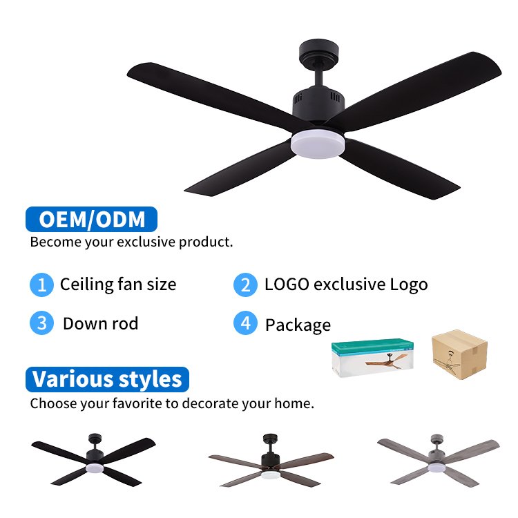 Popular Modern Design Best Black Outdoor Ceiling Fans with Lights