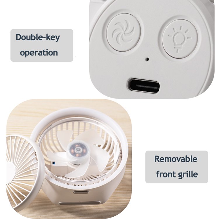 156g Battery Rechargeable Mini Portable Outdoor Ceiling Camping Fan with Led Light