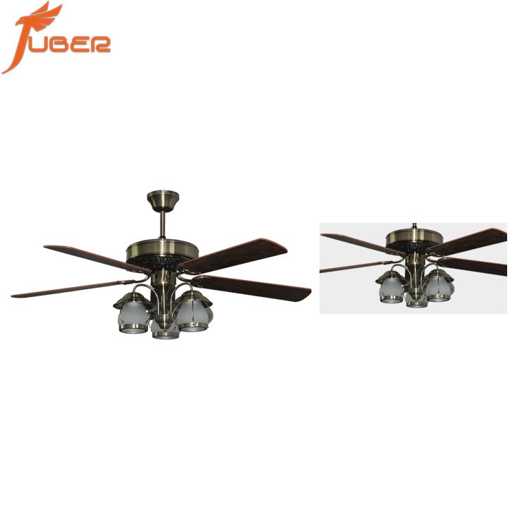Luxury decorative lighting ceiling fan with solid wood blades 3 led ceiling fan with light electric underlight fan