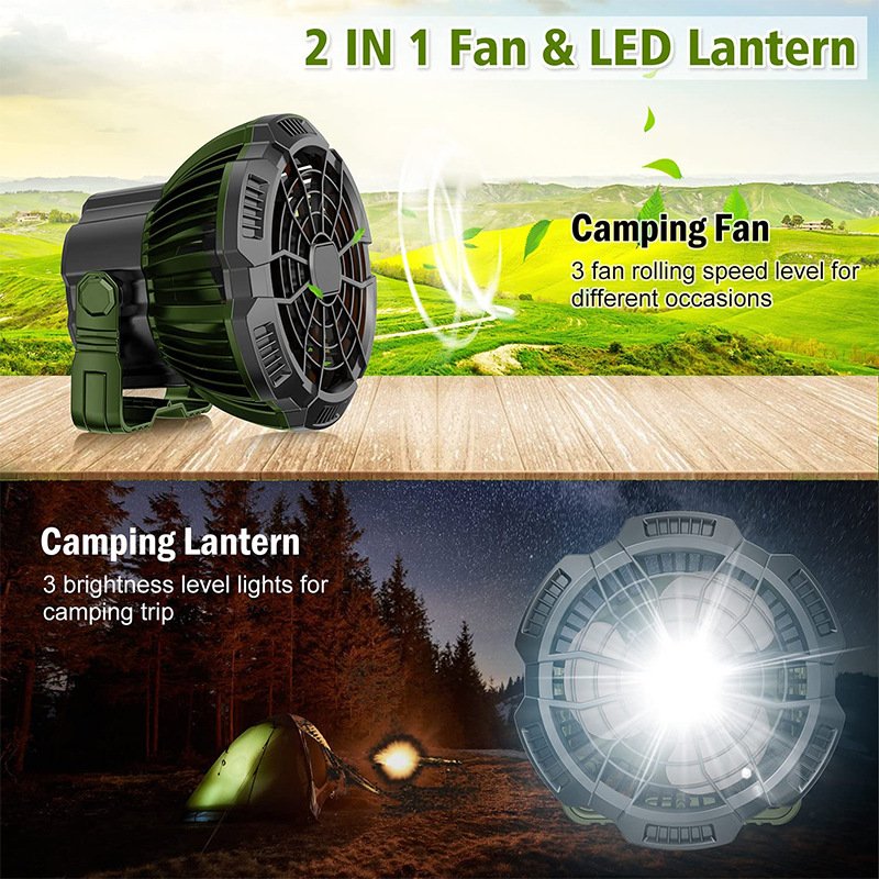 Outdoor Camping Remote Control Small Fan With Lamp Tent Wall Hanging Rechargeable Hanging Wireless Ceiling Fan Usb Portable