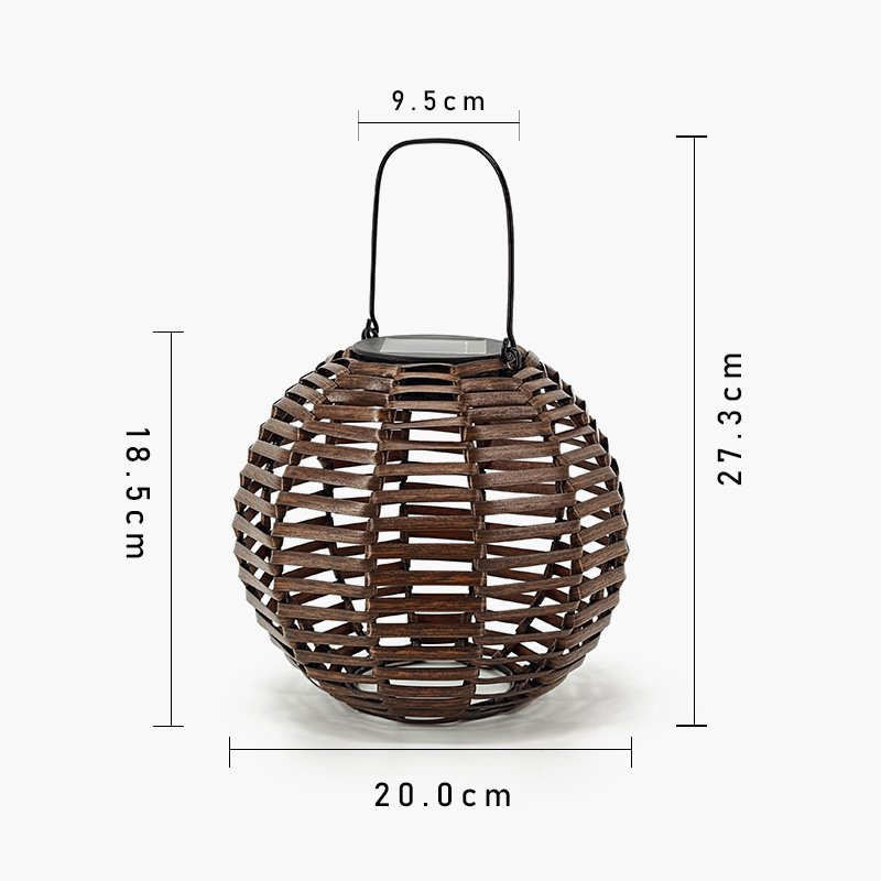 Boho Solar Lanterns Outdoor Hanging Lights Waterproof Rattan Bamboo Solar Powered fan bamboo chandelier rgb lamp