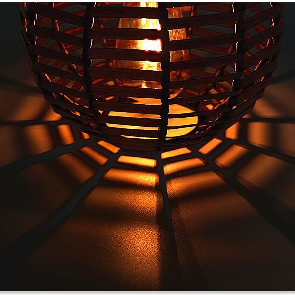 Boho Solar Lanterns Outdoor Hanging Lights Waterproof Rattan Bamboo Solar Powered fan bamboo chandelier rgb lamp