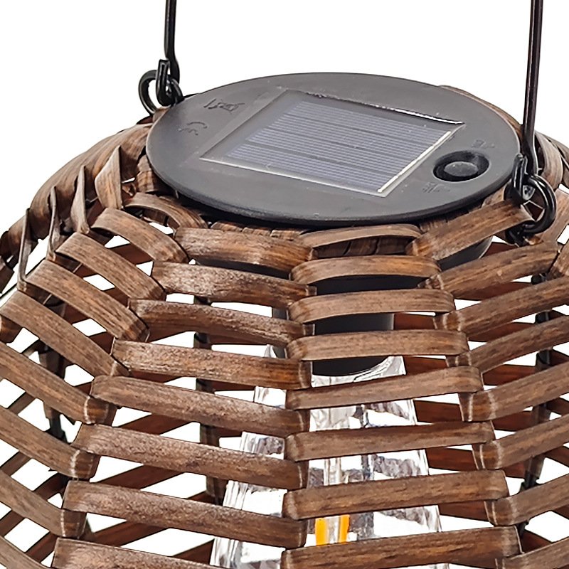 Boho Solar Lanterns Outdoor Hanging Lights Waterproof Rattan Bamboo Solar Powered fan bamboo chandelier rgb lamp
