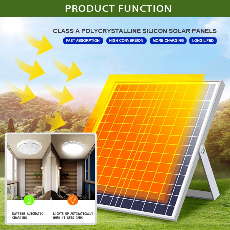 Outdoor waterproof household indoor outdoor LED solar lamp 50w -300w IP65 Solar Ceiling Light With Remote Control