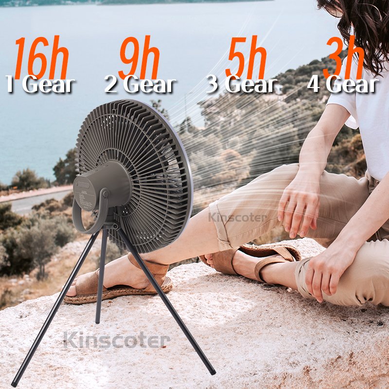 Kinscoter Air Cooler Portable Fan USB LED Ceiling Fan Outdoor 10000Mah Rechargeable Fan For Camping