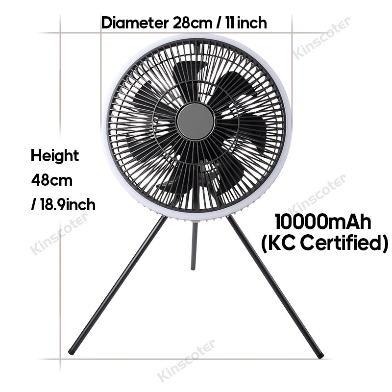 Kinscoter Air Cooler Portable Fan USB LED Ceiling Fan Outdoor 10000Mah Rechargeable Fan For Camping