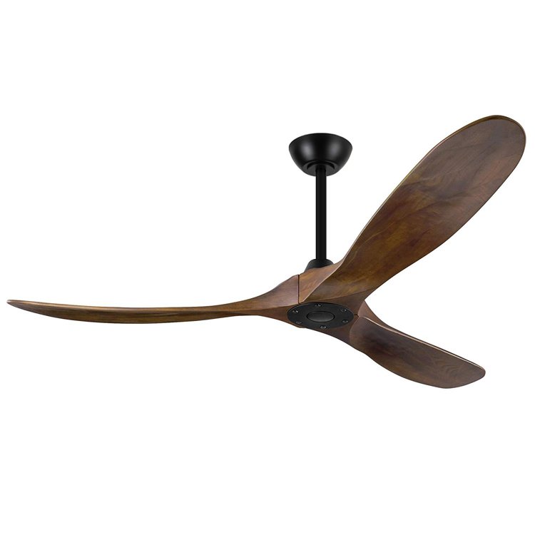 Wooden Sleek Modern Designer Luxury Matte Black Wood Blade Ceiling Fan 60 Inch - Without Light, Silent Running, High-Efficiency