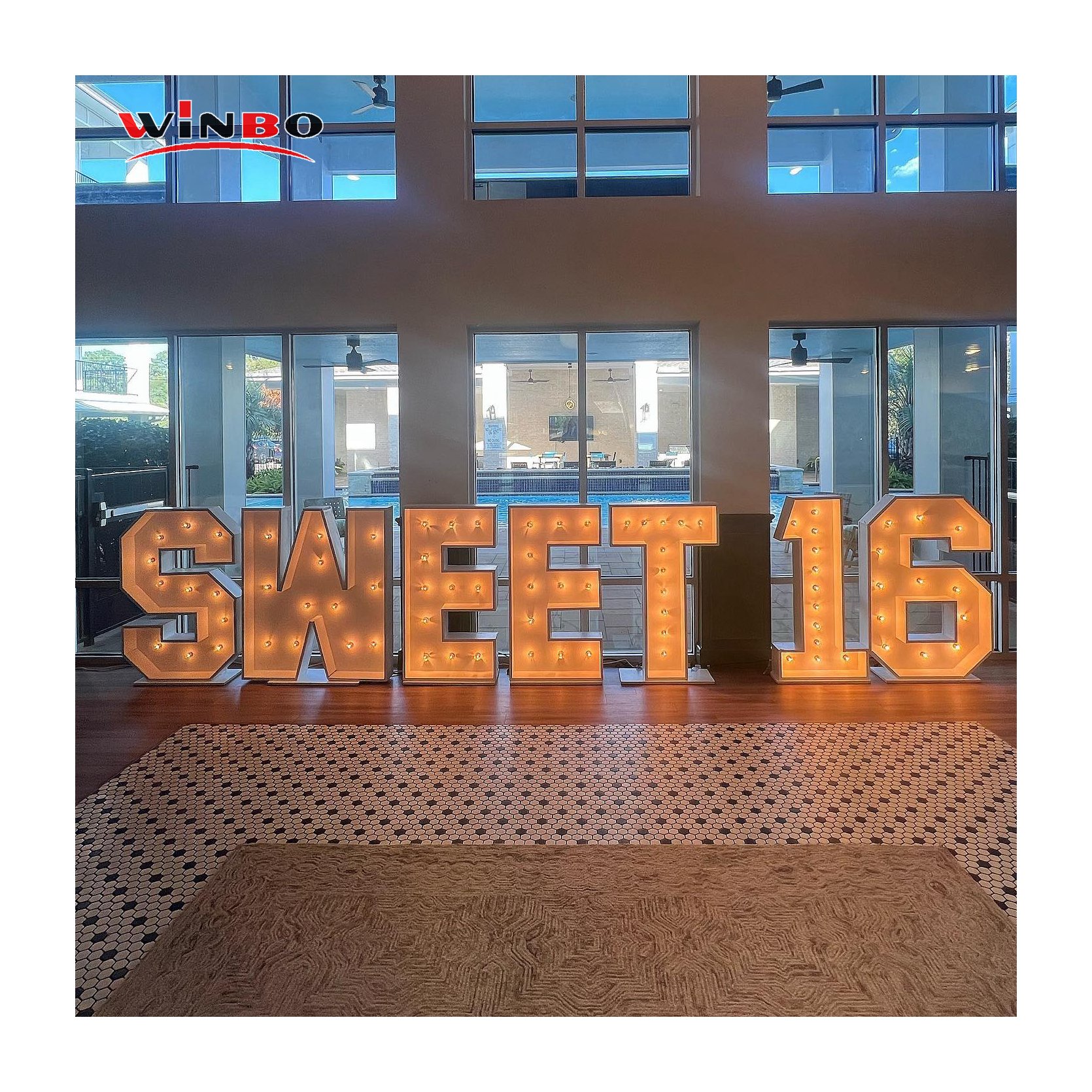 Winbo Manufacturer Customized Waterproof Giant Light Up Numbers Sign NO MOQ Led Large Light Up Letters Marque Letter