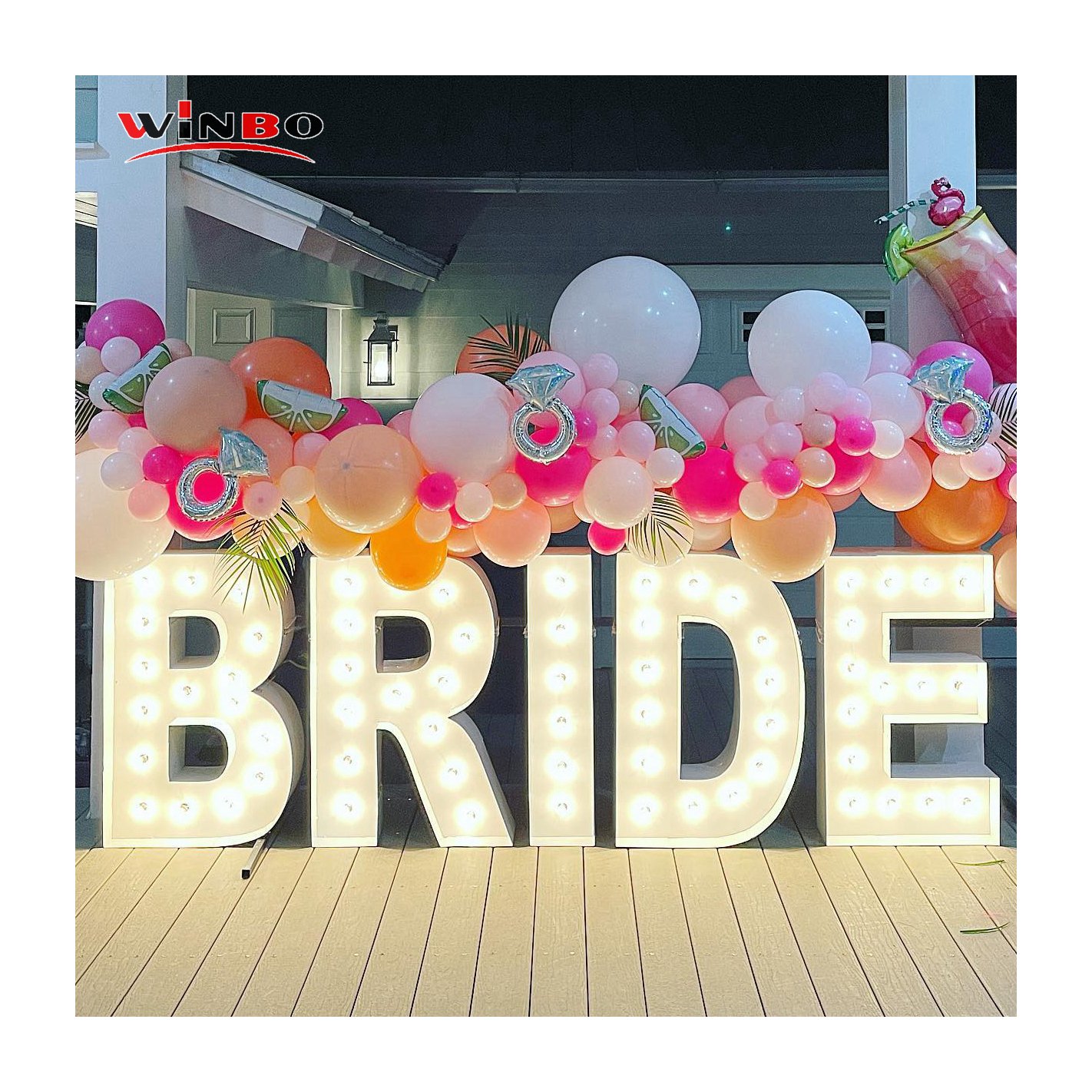 Winbo Manufacturer Customized Waterproof Giant Light Up Numbers Sign NO MOQ Led Large Light Up Letters Marque Letter