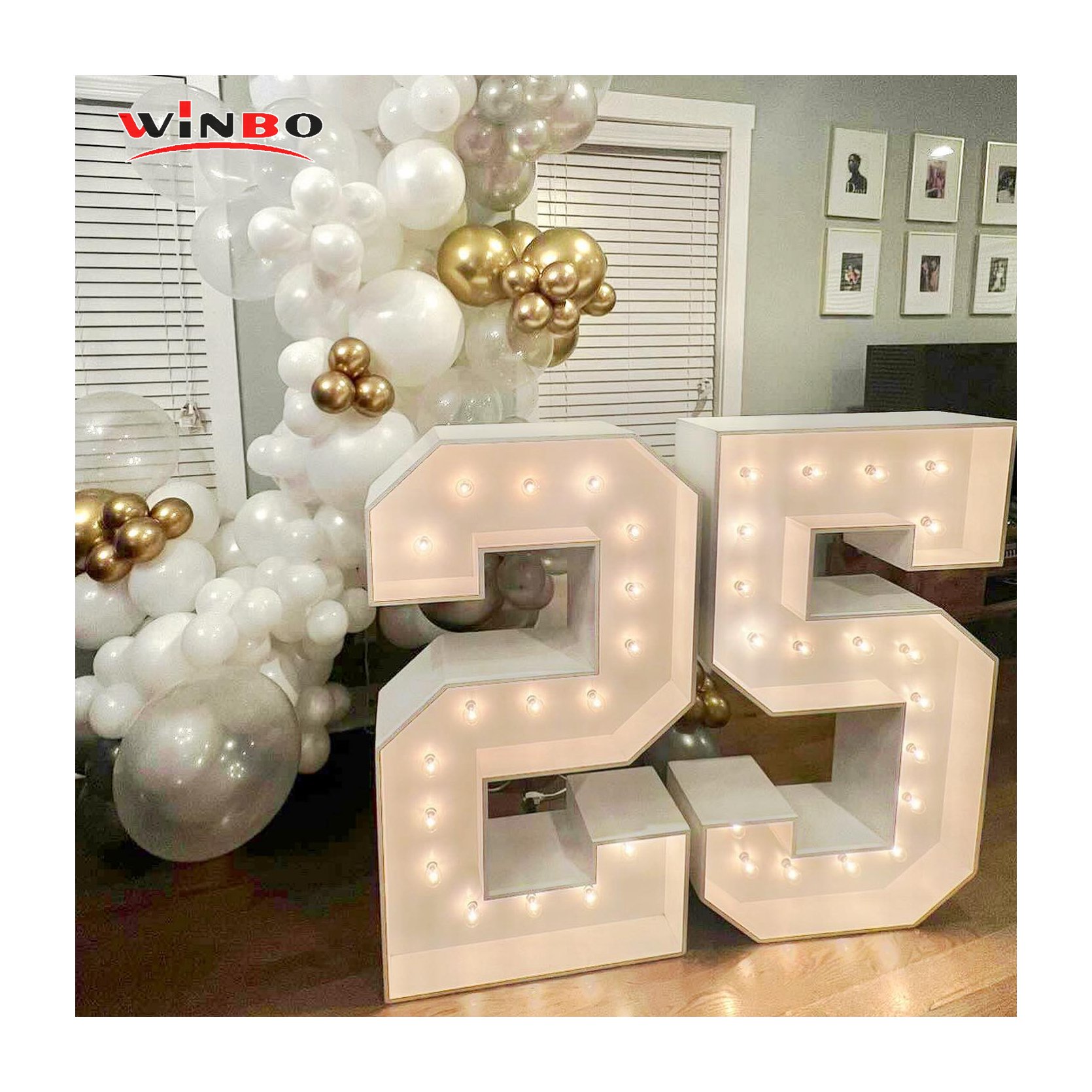 Winbo Manufacturer Customized Waterproof Giant Light Up Numbers Sign NO MOQ Led Large Light Up Letters Marque Letter