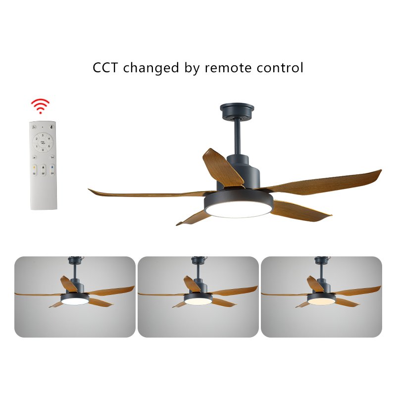 SLYNN Remote Control Fan Light LED 3 Dimmable Light 52inch Modern Ceiling Fan Light