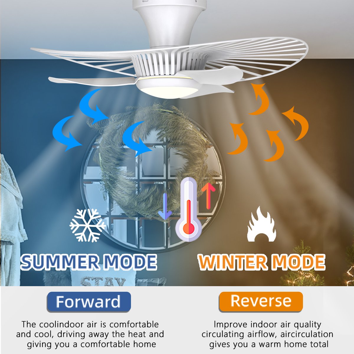 Morden LED Ceiling Lamp Fan Bladeless 3 Colors Dimmable Enclose LED Ceiling Fans With Light Remote Control