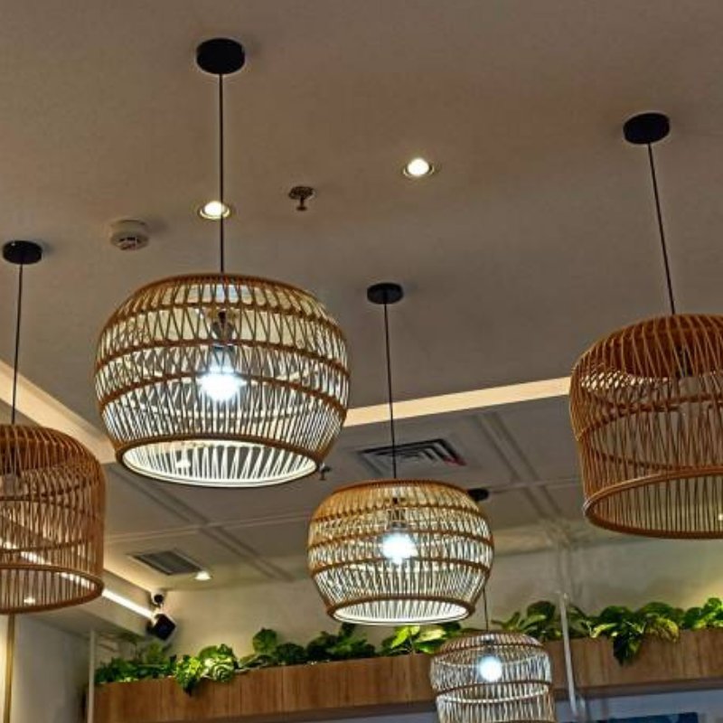 Lampshade Hanging Chandelier Pendant Lights Wicker Handwoven Hanging Lamp Shades Cover Decor Wholesale Handicraft Rattan Bamboo