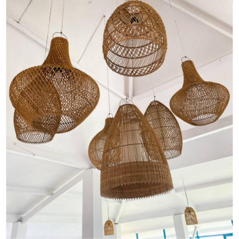 Lampshade Hanging Chandelier Pendant Lights Wicker Handwoven Hanging Lamp Shades Cover Decor Wholesale Handicraft Rattan Bamboo