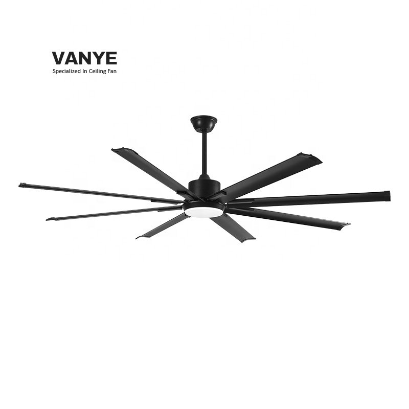 Modern 8 Blade 72 Inch Aluminum LED Light Ceiling Fan Industrial Warehouse Style with Remote Control Large and Big Design