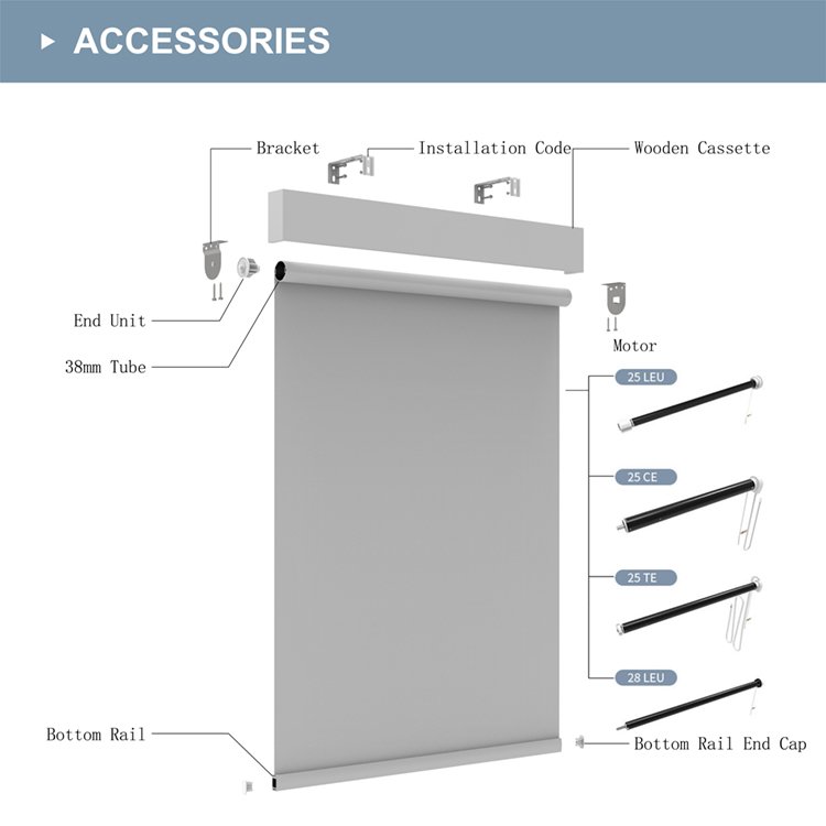 Roller Blinds Polyester Blackout Motorized Smart Curtain Window Cordless Roller Blinds Shades
