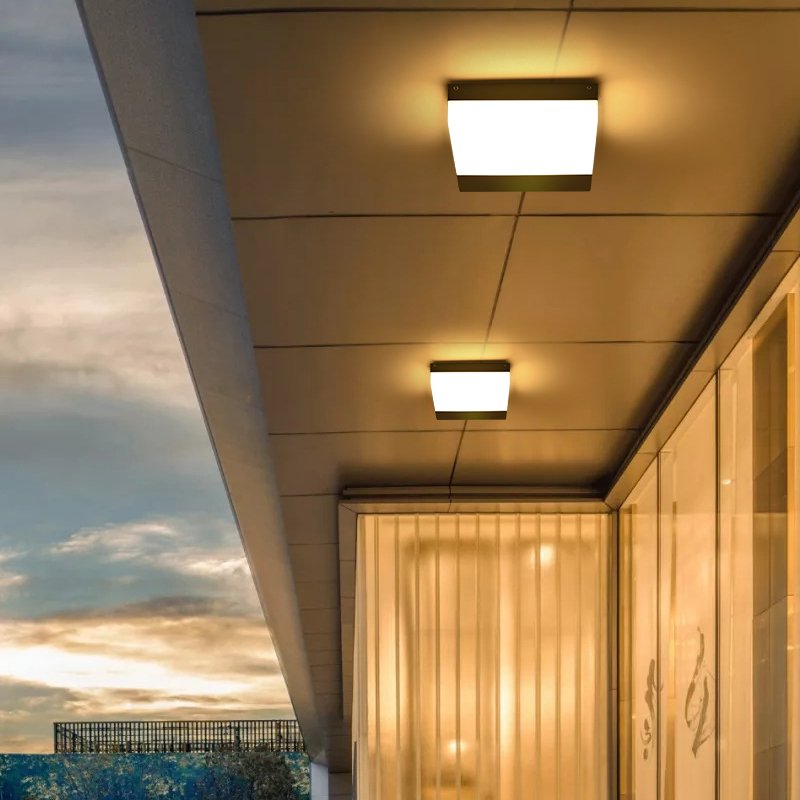 Round Square Outdoor Led Ceiling Light Balcony Courtyard Outdoor Waterproof Hotel Modern Ceiling Lamp Garden Wall Sconce