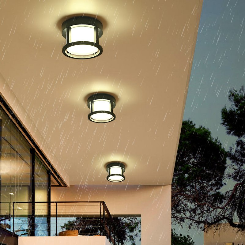 Round Square Outdoor Led Ceiling Light Balcony Courtyard Outdoor Waterproof Hotel Modern Ceiling Lamp Garden Wall Sconce