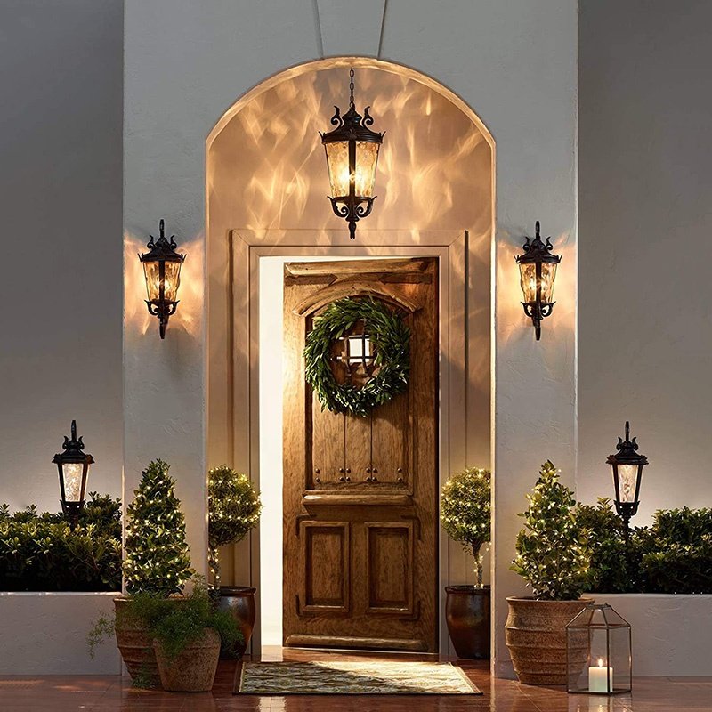 American Style Chandeliers Vintage Decorative glass die cast aluminum shade pendant light outdoor hanging ceiling light