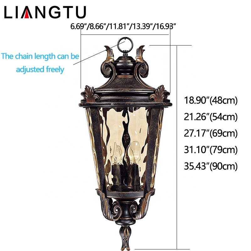 American Style Chandeliers Vintage Decorative glass die cast aluminum shade pendant light outdoor hanging ceiling light