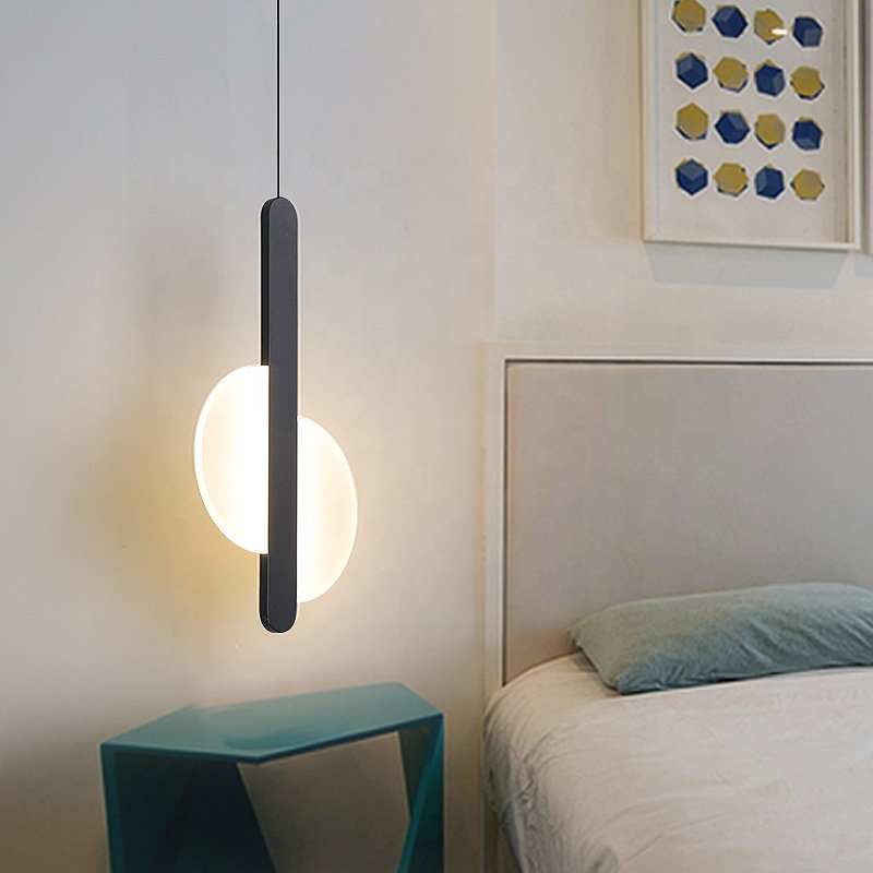 Ins Modern Vertical Pendant Light Indoor Bedroom Metal Decoration Pendant Lamp Living Room