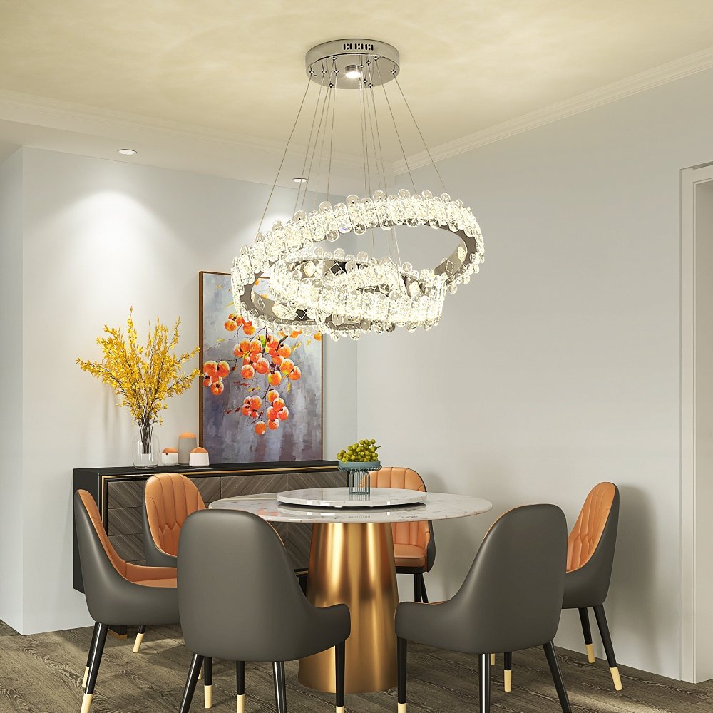 Modern Bedroom Led Crystal 4 Ring Chandelier For Dining Room Chandeliers & Pendant Lights