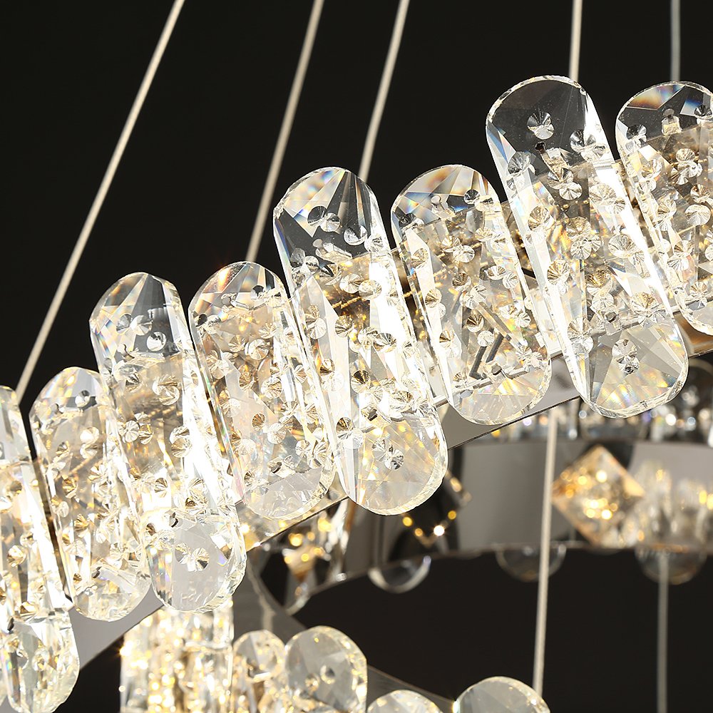 Modern Bedroom Led Crystal 4 Ring Chandelier For Dining Room Chandeliers & Pendant Lights