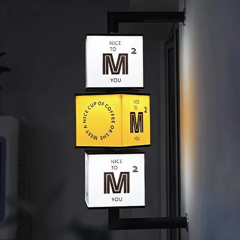 Led Soft Film UV Advertising Light Box 4-sided Rotating Cube Light Box Outdoor Display