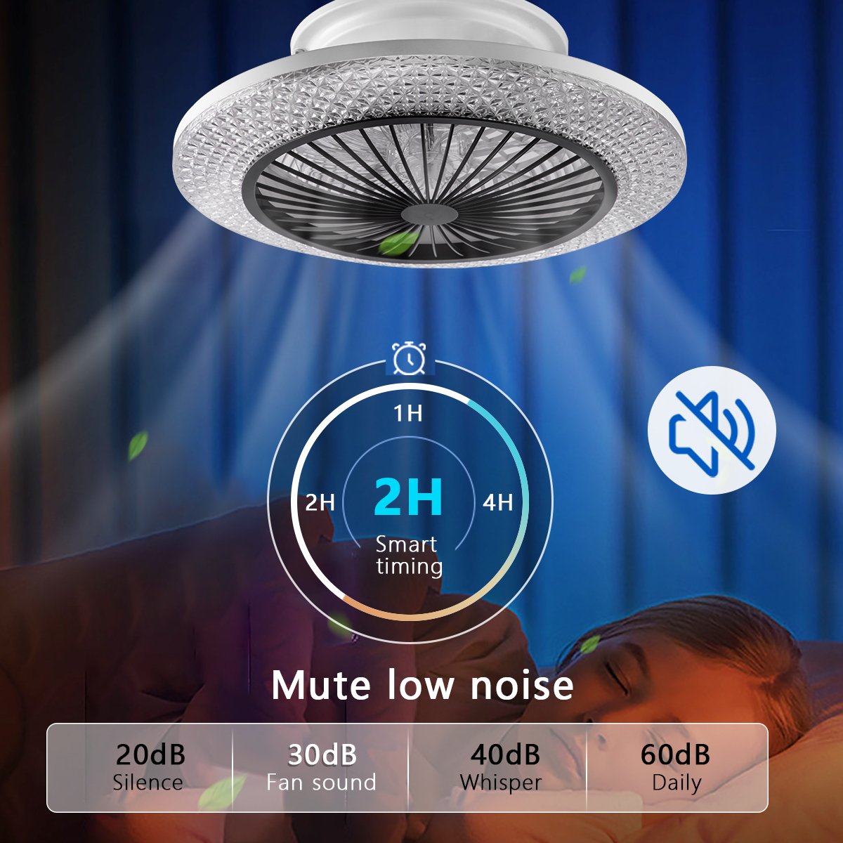 SUNRISE Led Fan Bedroom Smart Dc Controlled Remote Control Rgb Ceiling Lamp with Light And Rgb Ceiling Lamp